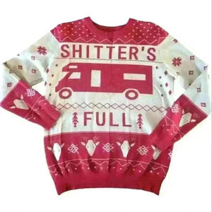 National Lampoon's Uncle Eddie "Shitter's Full" UGLY XMAS Sweater Size Small.